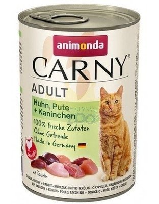 ANIMONDA Cat Carny Adult skonis: vištiena, kalakutiena, triušiena 400g x12