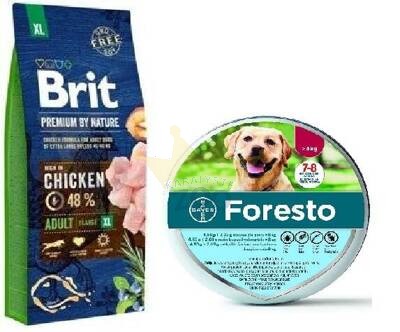 BRIT Premium By Nature Adult XL 15kg+Foresto Antkaklis šunims virš 8kg