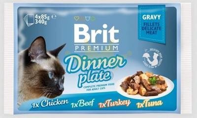 Brit cat pouch gravy fillets dinner plate 340g (4x85g)