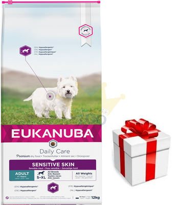 EUKANUBA Daily Care Adult Sensitive Skin 12kg + STAIGMENA ŠUNUI