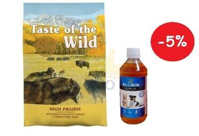 Taste of the Wild High Prairie 2kg + LAB V Lašišų aliejus šunims ir katėms 250ml