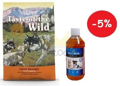 Taste of the Wild High Prairie Puppy 5,6kg + LAB V Lašišų aliejus šunims ir katėms 500ml