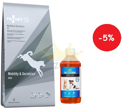 Trovet MGD Mobility & Geriatrics (šuniui) 12,5kg + LAB V Lašišų aliejus šunims ir katėms 500ml