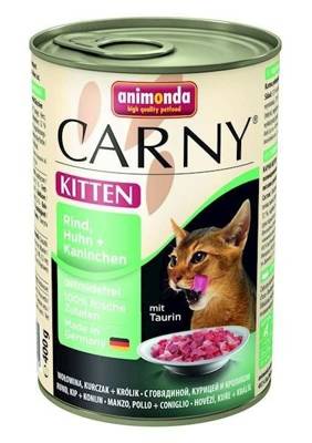 ANIMONDA Carny Kitten skonis: jautiena, vištiena ir triušiena 400g 