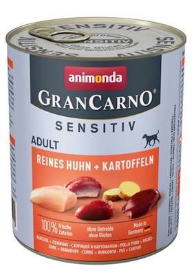 ANIMONDA GranCarno Sensitiv Adult Dog skonis: vištiena + bulvės 800g x18
