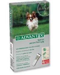 Advantix lašai nuo blusų ir erkių šunims iki 4 kg (4 pipetės)