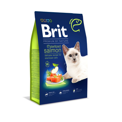 BRIT Cat Premium By Nature Sterilised Salmon 8kg + STAIGMENA KATEI