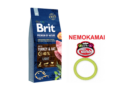 Brit Premium By Nature Light 15kg + Pet Nova Ringo 9,5 cm NEMOKAMAI