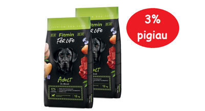 FITMIN For Life Adult All Breeds 2x12kg 3% PIGIAU