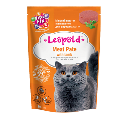 Leopold mėsos paštetas su ėriena katėms 24x100g 