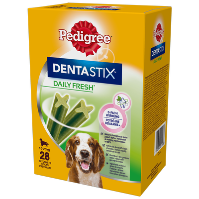 PEDIGREE® DentaStix™ Daily Fresh - vištienos skonio papildomas ėdalas vidutinio dydžio šunims - 4x180g