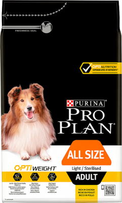 PRO PLAN Light Sterilised All Sizes Suaugusių šunų maistas su vištiena 14kg