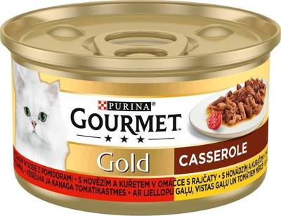 Purina Gourmet Gold su jautiena ir vištiena pomidorų padaže 3x85g