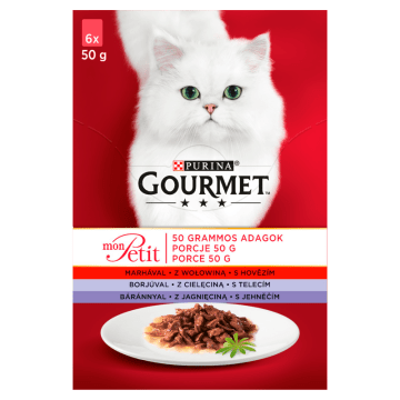 GOURMET mon Petit pašaras katėms - mėsos MIX 6x50g