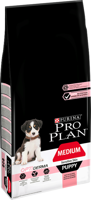Purina Pro Plan Medium Puppy Sensitive Optiderma, lašiša ir ryžiai 12kg